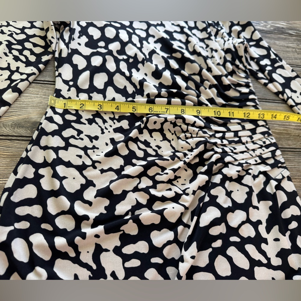 Calvin Klein Black and Cream Long Sleeve Dress Size 4 - Picture 7 of 14